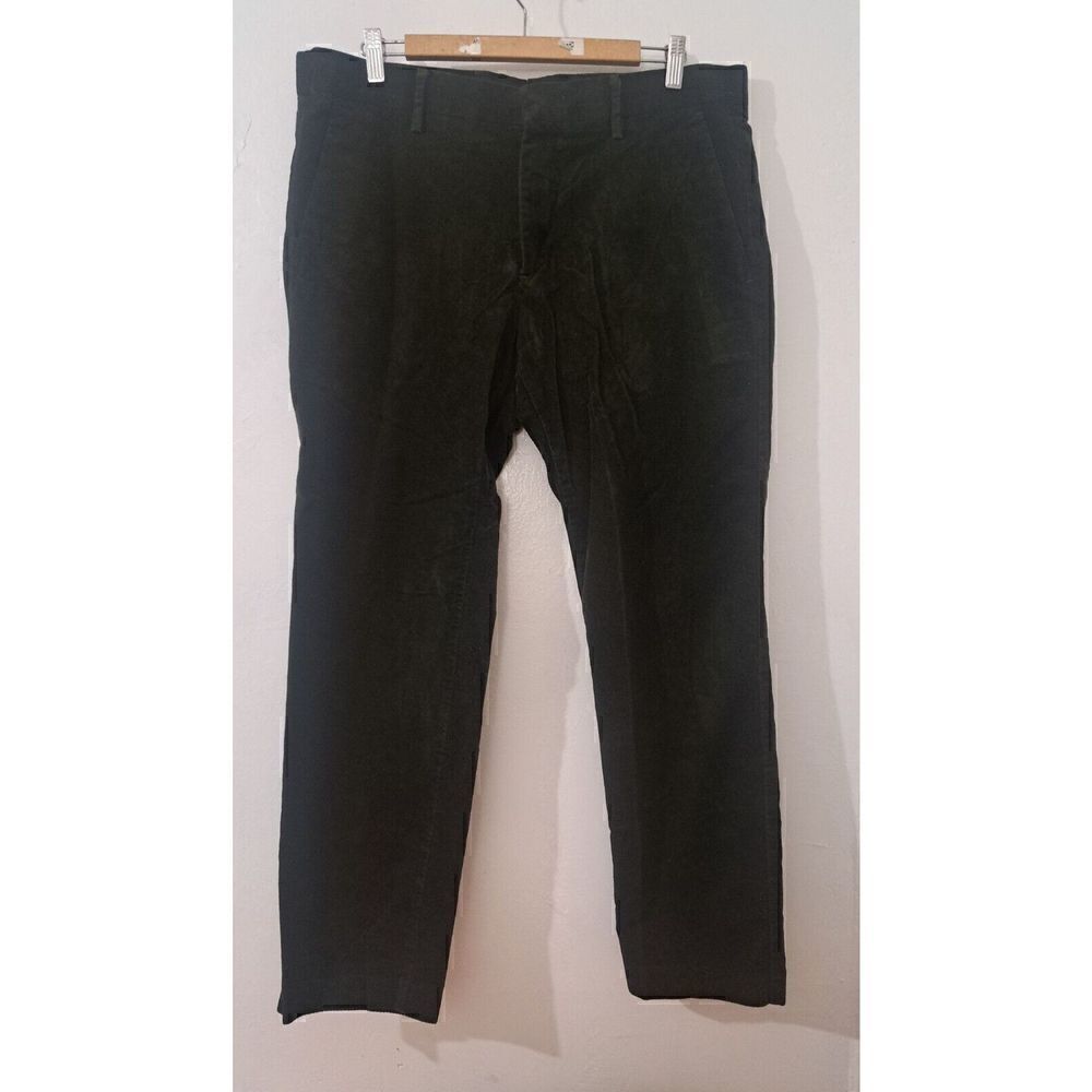 Nationality Mens 36/32 ITALIAN FABRIC modern Trouser Corduroy Pants Dark Green
